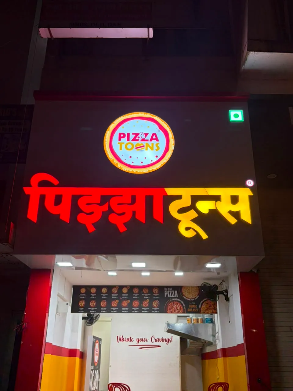 Pizza Toons Shopfront Letters, 3D Acrylic Letters installed for a restaurants client in Pune