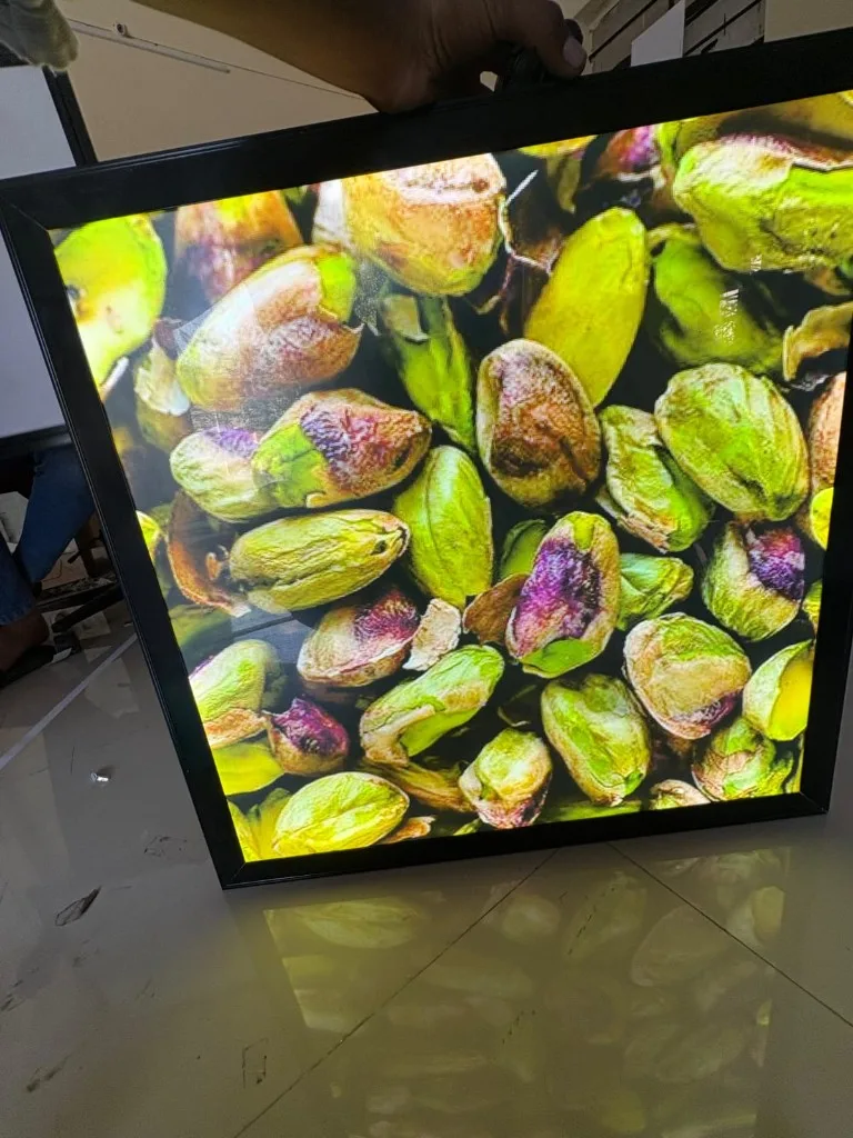 Almonds Display Frame, Clip-On LED Frames installed for a food & beverage client in Pune