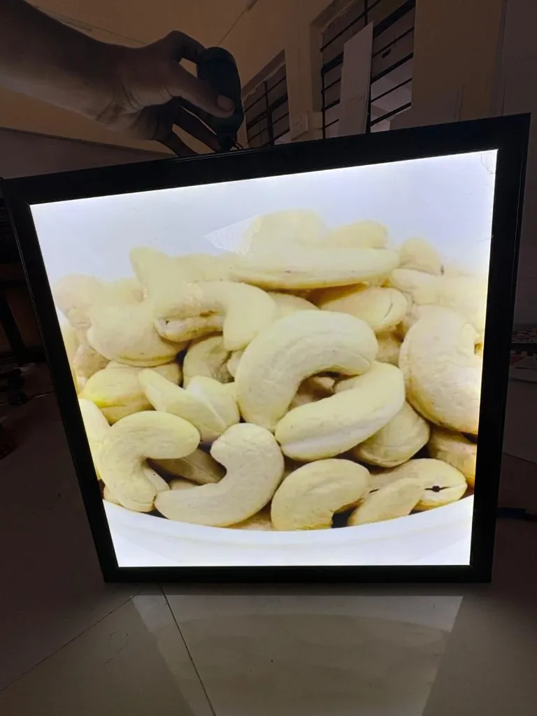 Cashew Display Board, Clip-On LED Frames installed for a food & beverage client in Pune