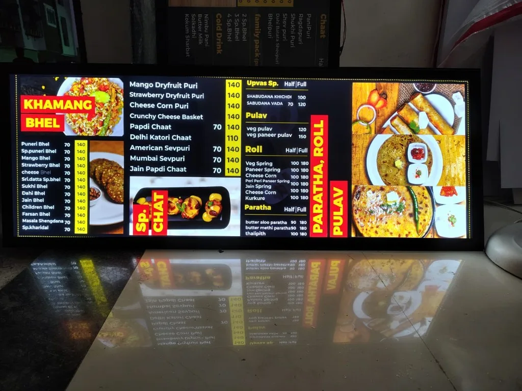 Restaurant Menu Board 2, Clip-On LED Frames installed for a restaurants client in Pune