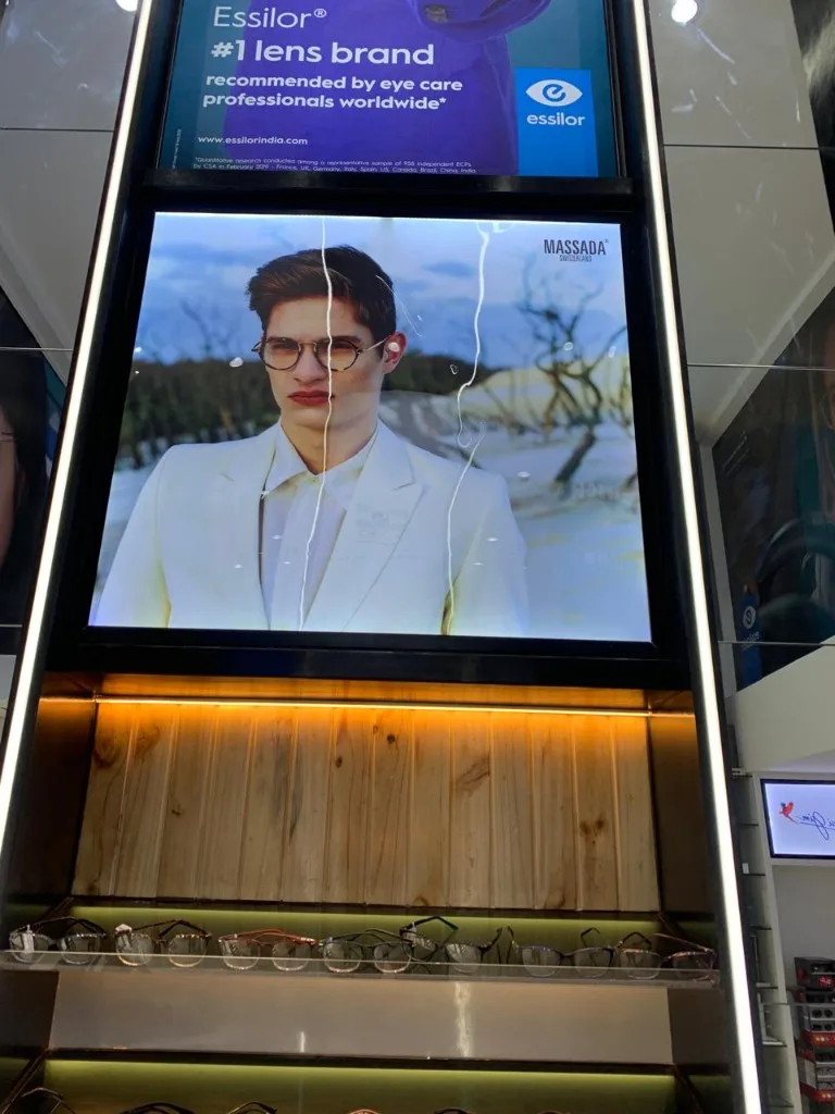 Eyewear Campaign Display, Clip-On LED Frames installed for a retail client in Pune