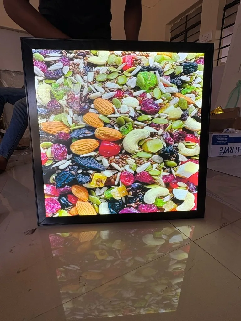 Pistachios Display Frame, Clip-On LED Frames installed for a food & beverage client in Pune