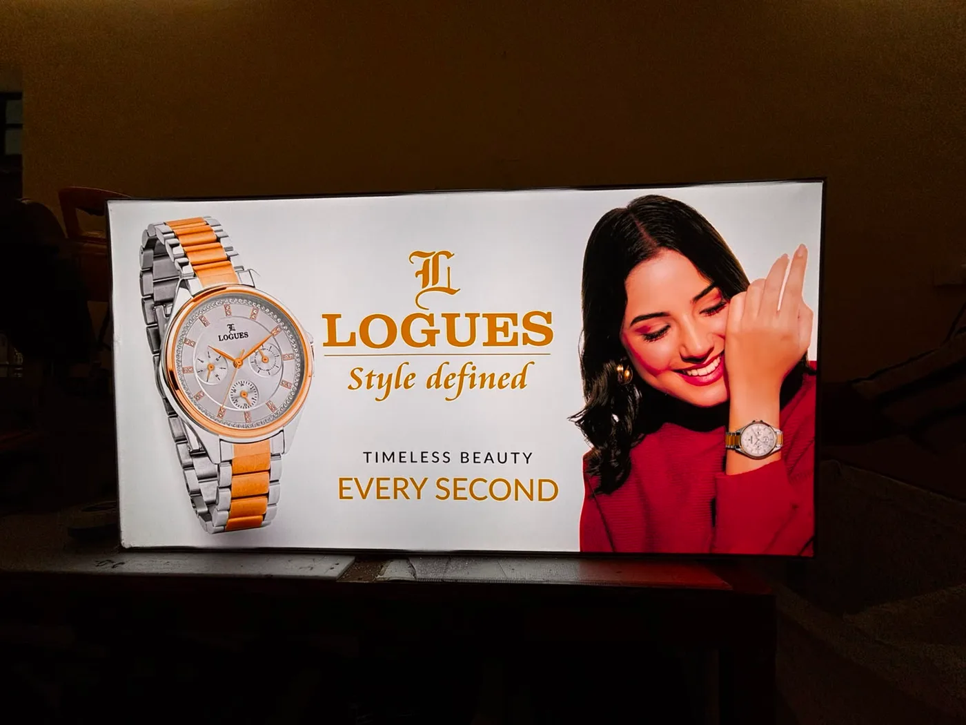 Logues Watches Backlit Display, Fabric Light Boxes installed for a retail client in Pune