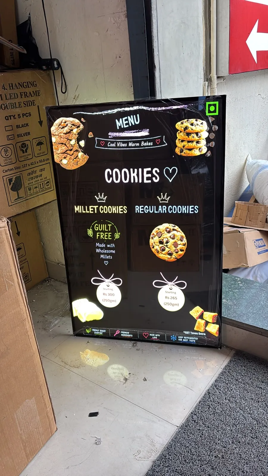 Cookie Counter Menu, a signage project in Pune