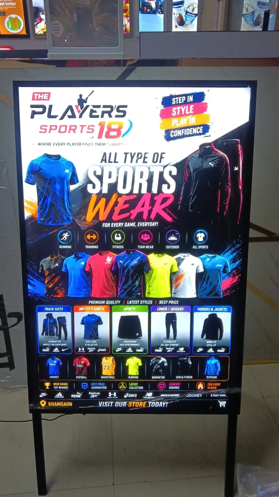 Players Sports Display Stand, Standees installed for a retail client in Pune